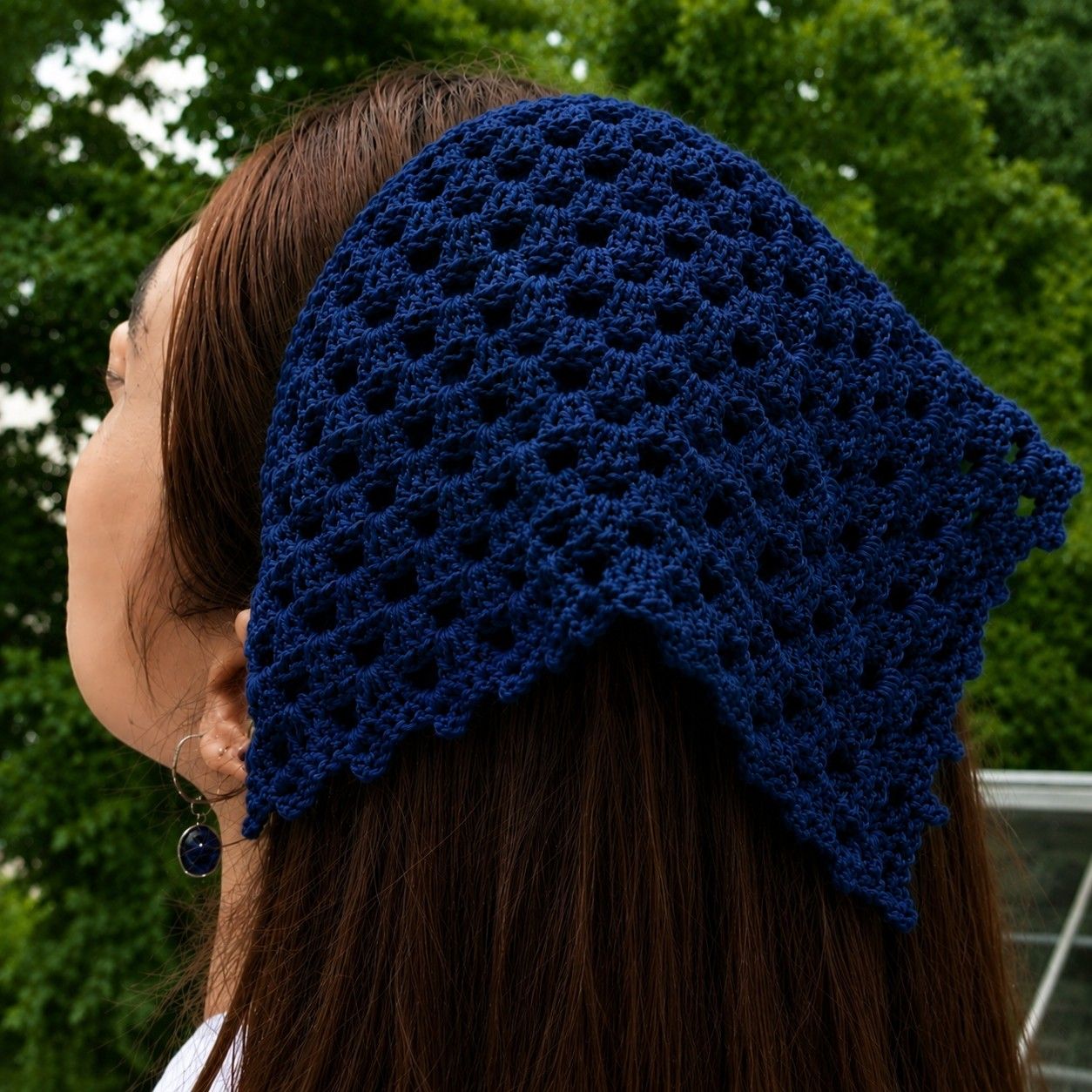 Handmade Crochet Bandana Head Scarf Boho Hair Accessory