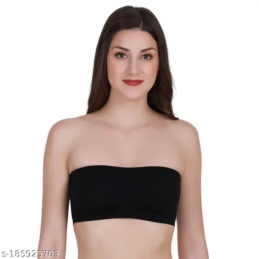 Women & Girl's One Size Strapless Seamless Stretch Bandeau Tube Bra Top (No Pad)