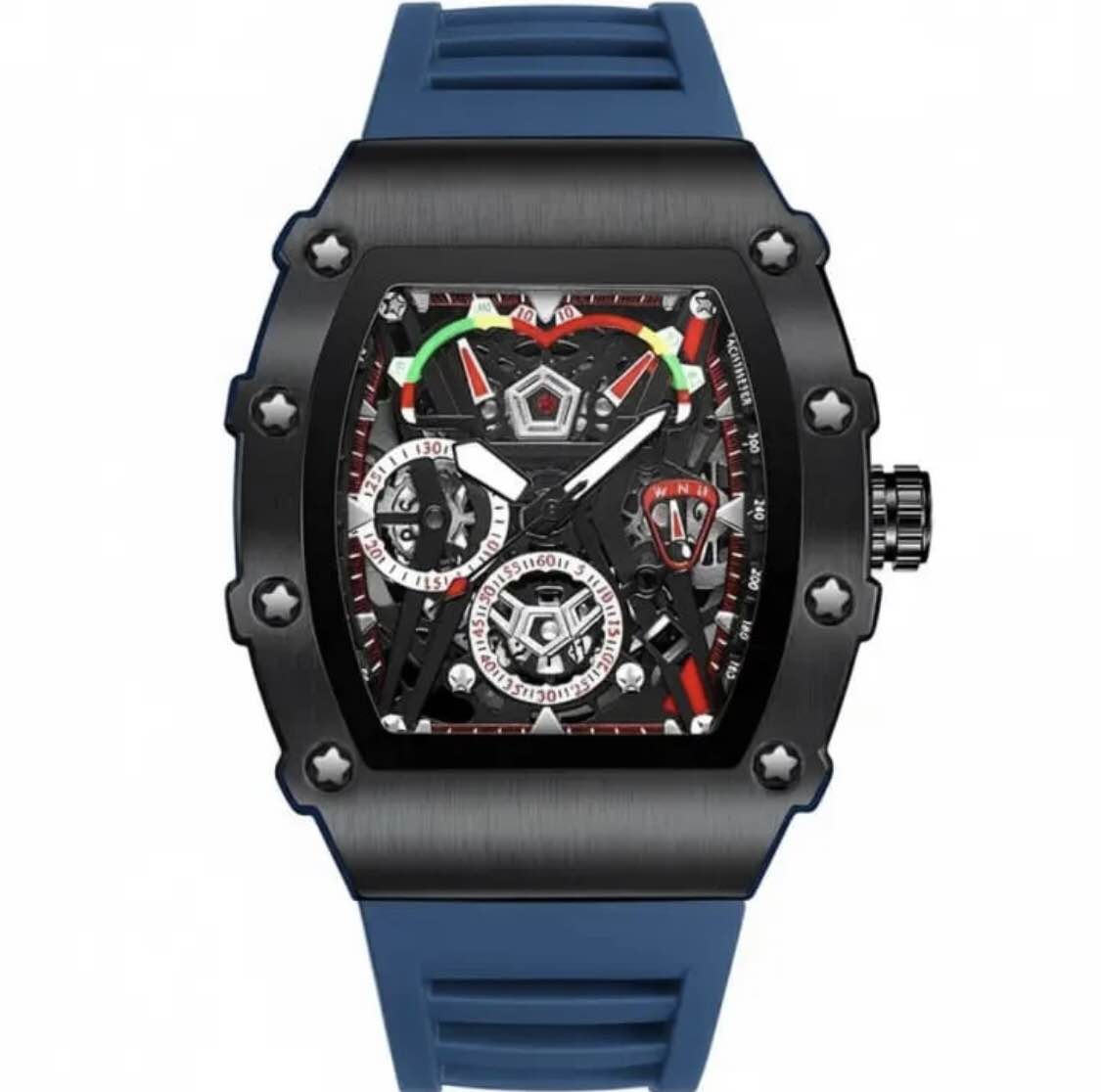 Watch for Men Rubber and Chain Strap Quartz Diver Watch Sports and Luxury Style Multiple Colors