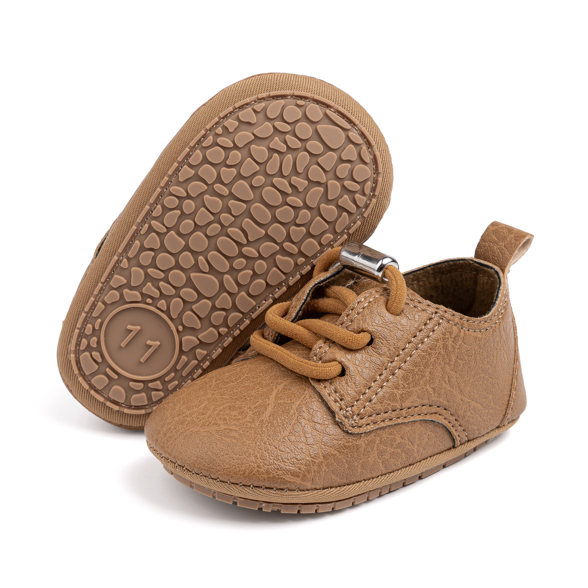 Boys Girls Shoes Retro Leather Casual Sneakers Lace Up Wear-resistant  Soft Anti-slip Sole Toddler First Walkers 2-colors
