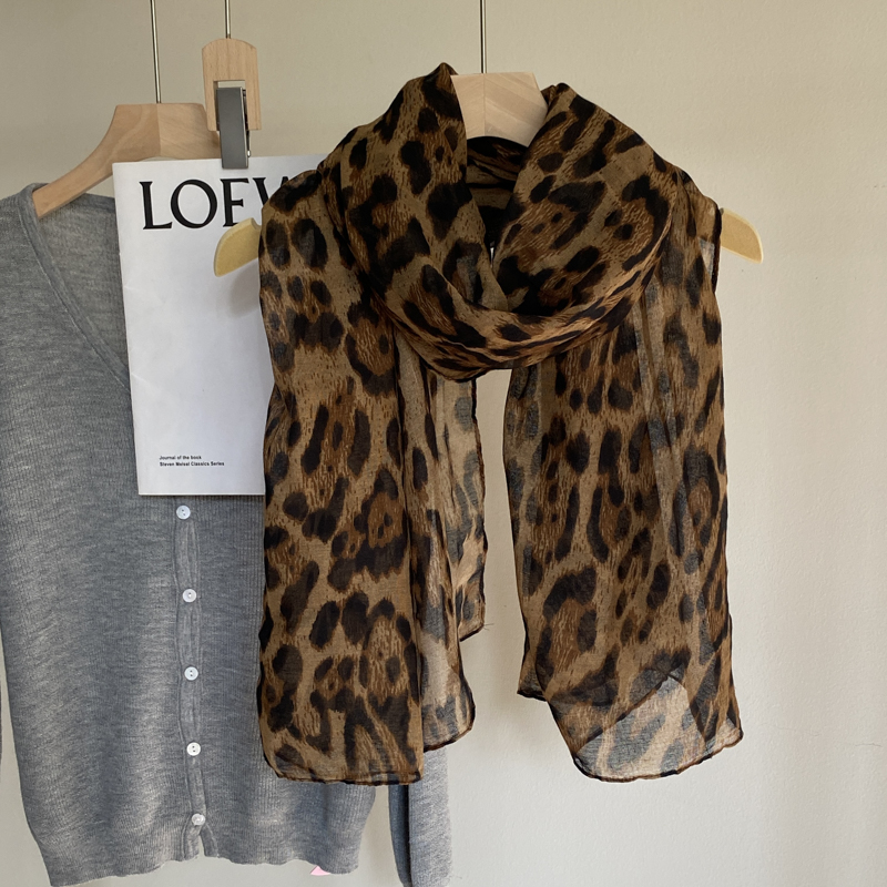 Fashion Leopard Print Scarf Woman Hijab Scarves Soft Pashmina Winter Thin Scarf Femme Headband Neckscarf Stoles Wrap Shawls