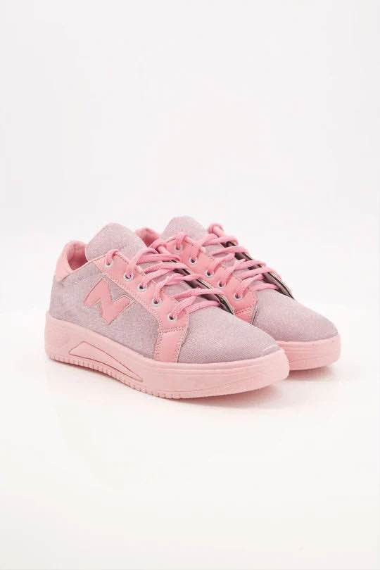 Pink Fashionable Glitter Sneakers for Womens