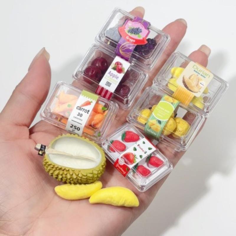 1 Set 1/6 Scale Dollhouse Miniature Food Model Supermarket Vegetable Fruit With Clear Storage Box Doll Accessories Toy
