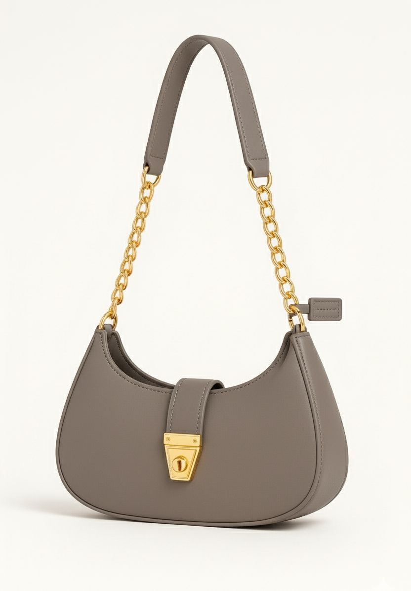 ✨ Women’s Shoulder Bag – Crossbody and Shoulder Handbag 👜 with Golden Chain Strap & Lock 🔒