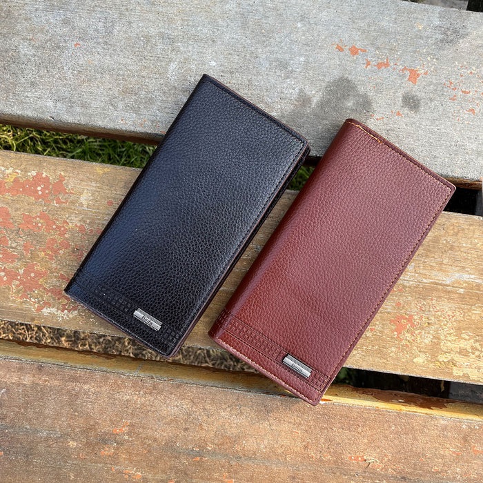 Binfa Long Branded Imported Wallet For Men’s Business PU Leather Trifold Wallet Credit Cards Holder With Zip Pocket
