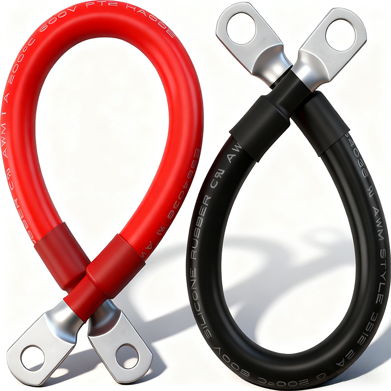 2PCS 10inch (25.4cm) Battery Cable Kit 5/7/8/10/12AWG Copper Wire for Car Audio, Solar, RV - Pure Oxygen-Free Copper (OFC),