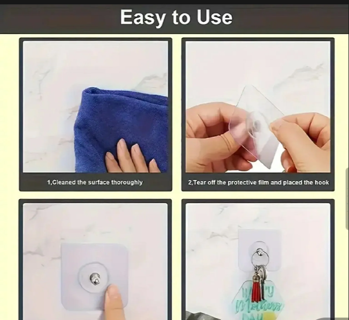 Wall Hook Sticker With Adhesive print and Heavy Duty Drill And Nail Free For Kitchen And Towel And Other Accessories