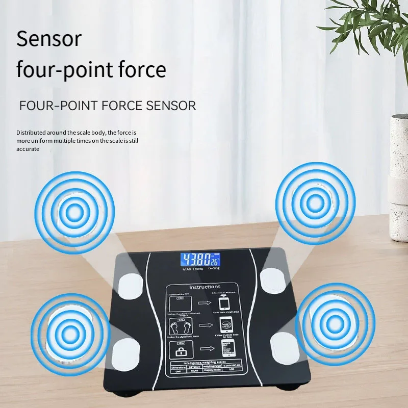 Digital Body Weight Scale 180kg – Electronic Weighing Scale with Tempered Glass, Smart Bathroom Scale, Personal Digital Weight Machine, Bluetooth Electronic Weighing machine Body Fat & BMI Scale with App Sync, Household Fitness Weight Scale for Home & Gym