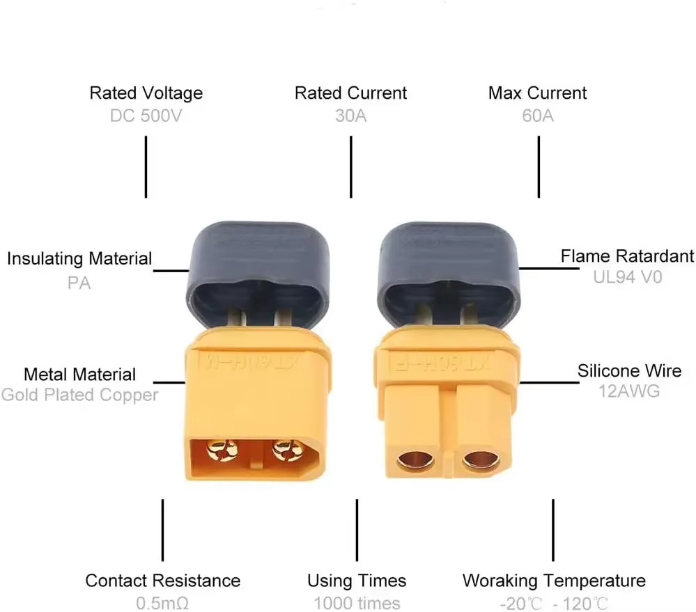 Male & Female Connector XT60 XT90 Plugs Wire Cable Connectors Adapter with Sheath Housing for RC Battery Car Airplane
