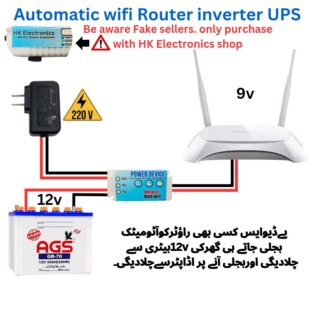 12v Wifi Router inverter Powerbank UPS | Automatic change over wapda to 12v Battery | All Wifi routers power bank Solutions | Provide 24 hours Backup With any Battery | 12v wifi Modem inverter ups | Work With All Types of Internet Router and Modems