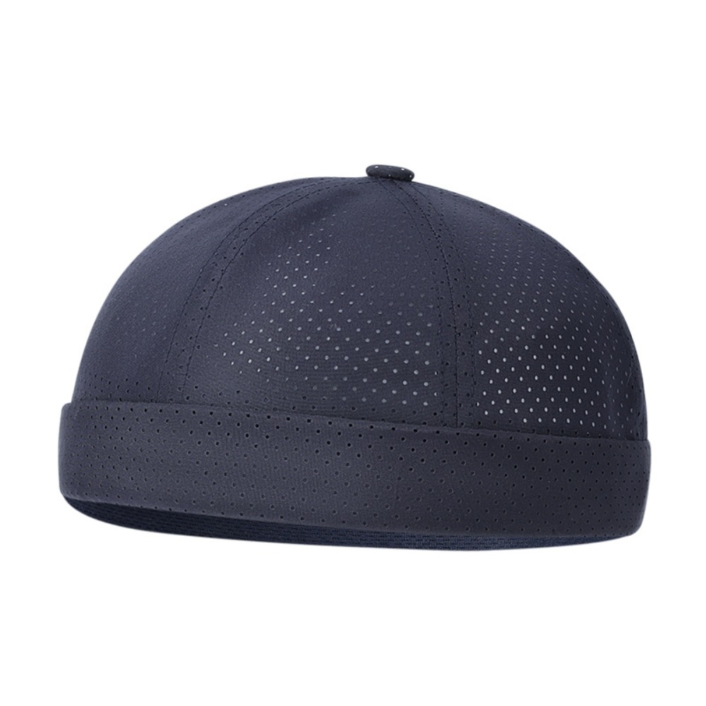 Retro Brimless Docker Cap Quick Drying Adjustable Landlord Hat Solid Color Breathable Skullcap Unisex