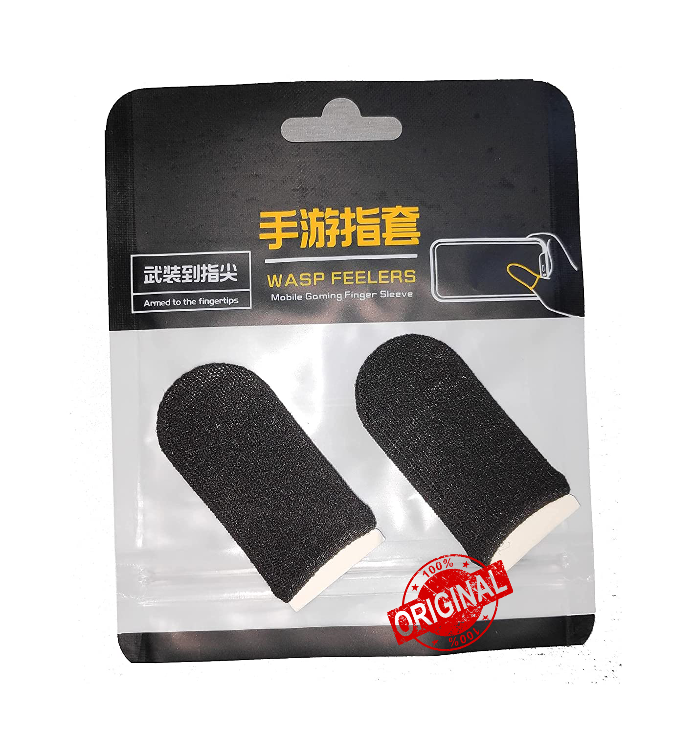 Wasp Feelers Original Mobile Gaming Finger Sleeves - Armed to the Fingertips - Anti-Sweat Thumb Guards for PUBG BGMI Free Fire - Pack of 2 Black price in Pakistan