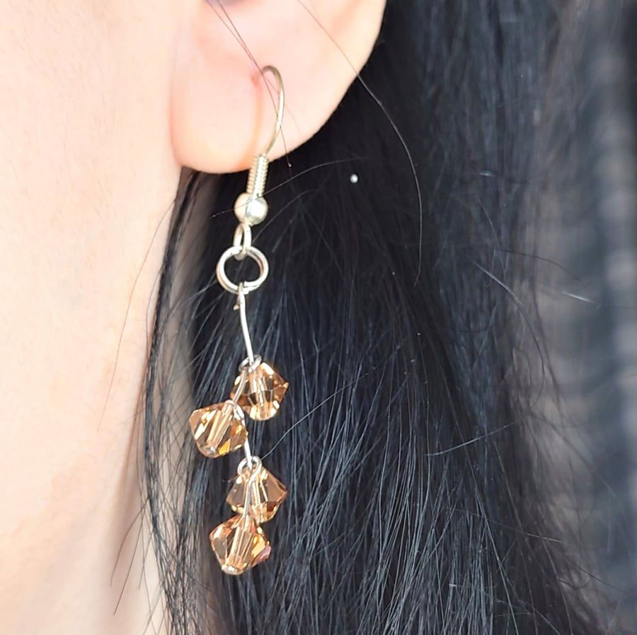 Zig Zag Glass Beads Dangle Earrings