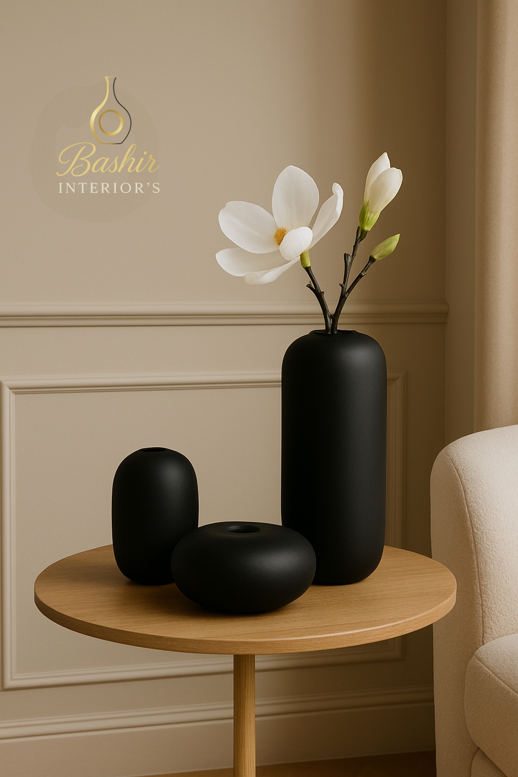 Set of 3 Handmade Ceramic & Gypsum Vases – Modern Matte Finish | Interior Home Décor