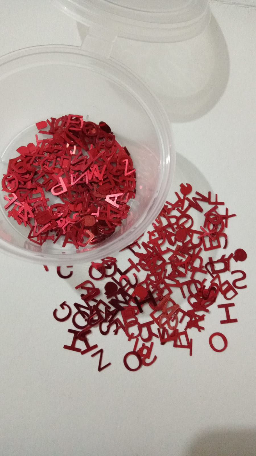 10gm Red Holo sequins English Alphabet Nail art and art, craft filling holographic glitter