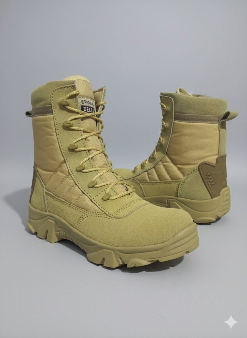 High Ankle Tactical Combat Boots – Durable Suede Leather Shoes for Security Guards & Forces
