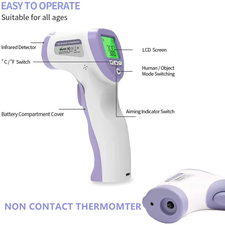 Portable ℃/℉, Fever Alarm Precise LCD Digital Non-contact Body IR Laser Infrared Forehead Thermometer in fanzee