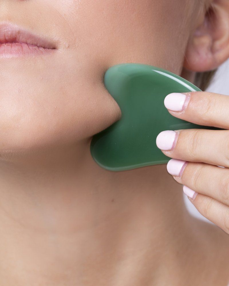 MTP Heart Shape Green Aventurine Jade Guasha Scraper Jade Roller Skin Relaxation Gua Sha Stone Skin Care