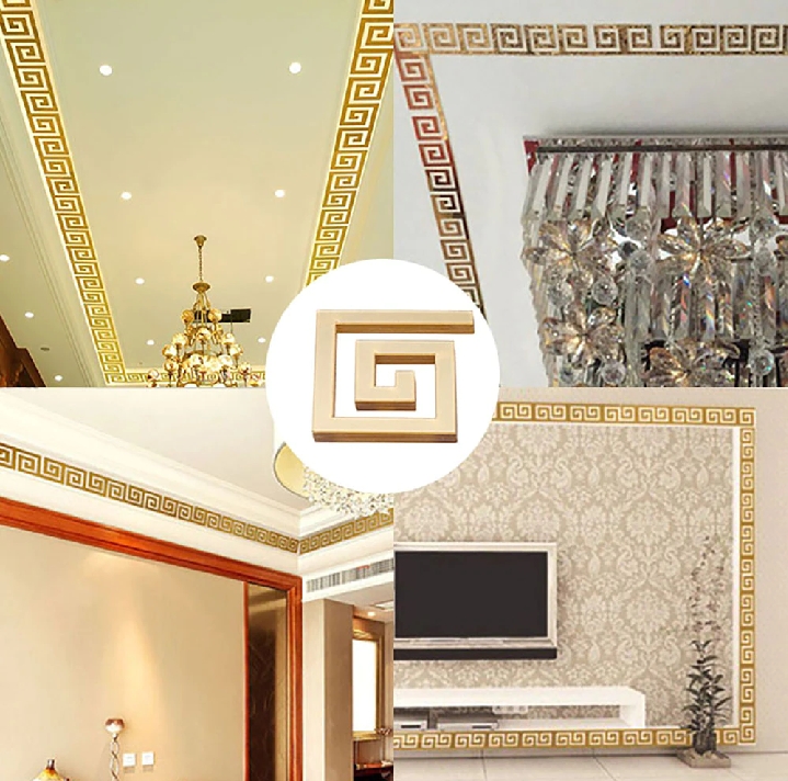 Acrylic wall border | 3D acrylic wall decor | 3x3 inches wall border | Acrylic gold mirror design