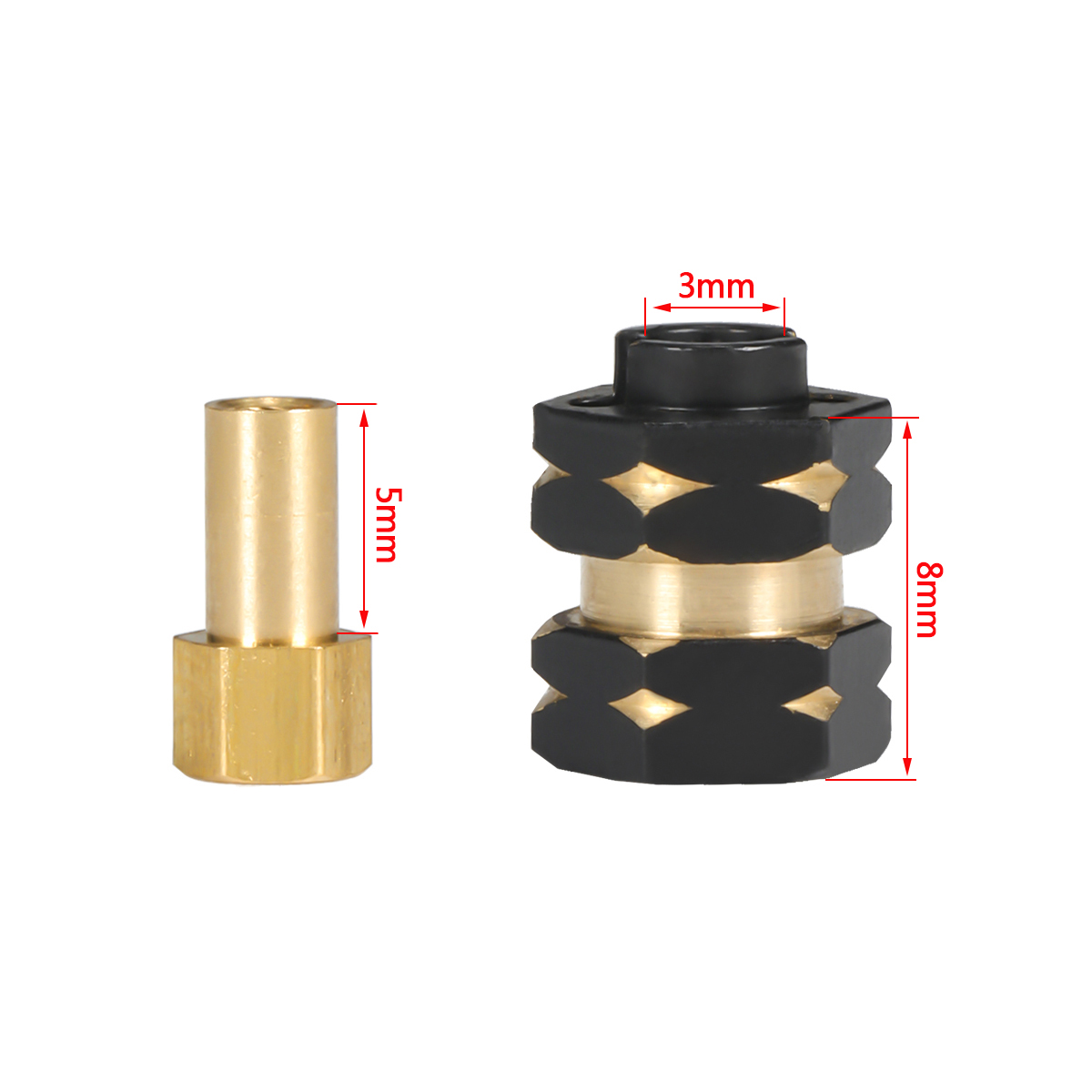 4Pcs Brass 7mm Hex Hub Extenders with Nuts 1.0 Wheel Rims Adapter for 1/24 RC Crawler SCX24 Bronco C10 Gladiator AX24 Upgrade