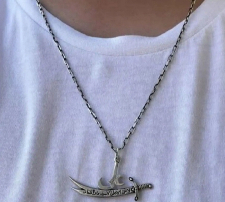 "Stainless Steel Zulfiqar Sword Pendant Necklace | Islamic Ali Sword Chain for Men"