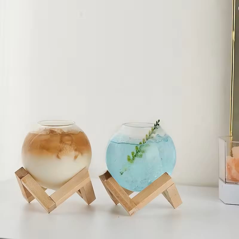 Spherical Wooden Cocktail Cup