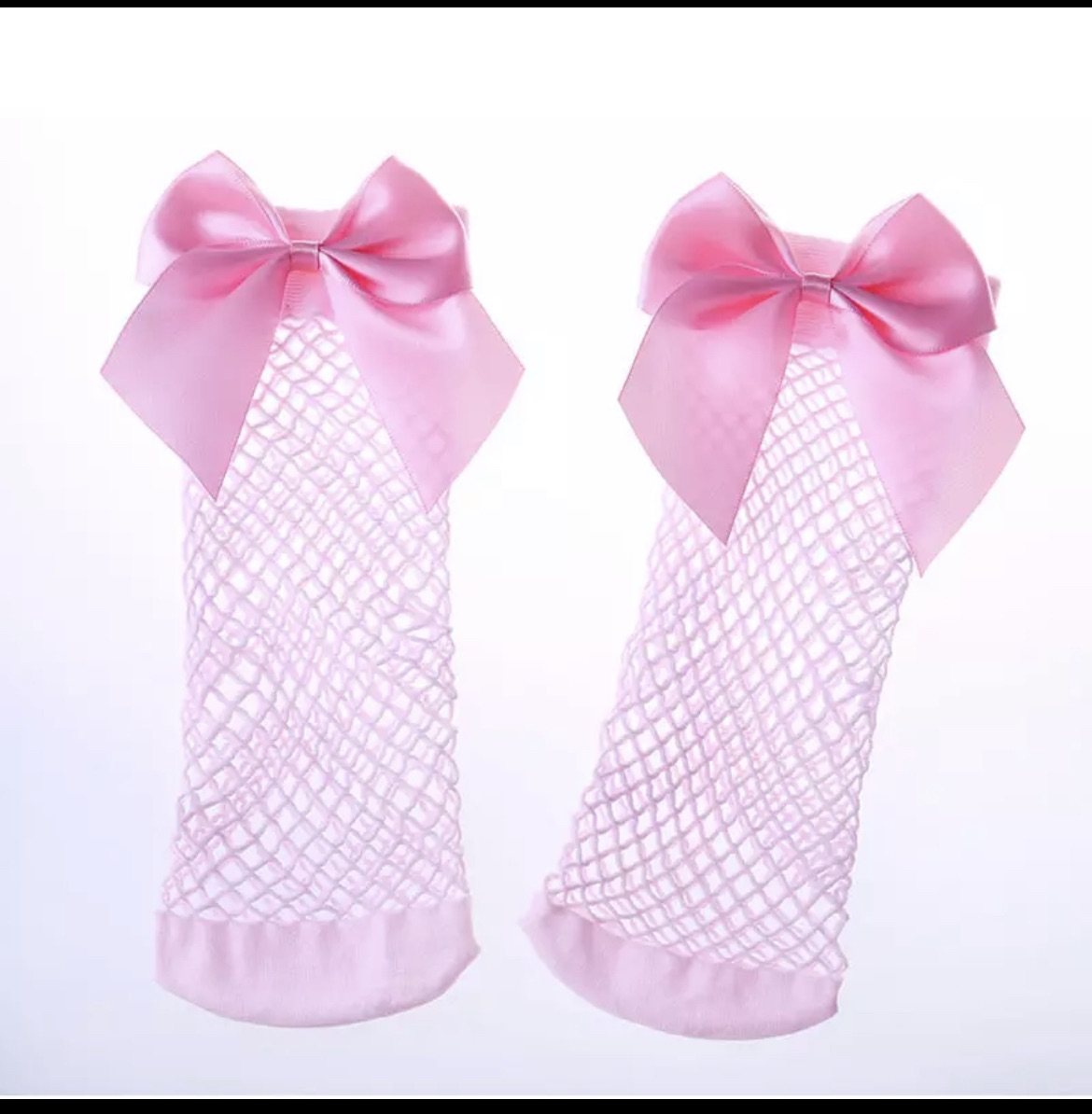 Stretchable Kids Fishnet Bow Socks - Free Size