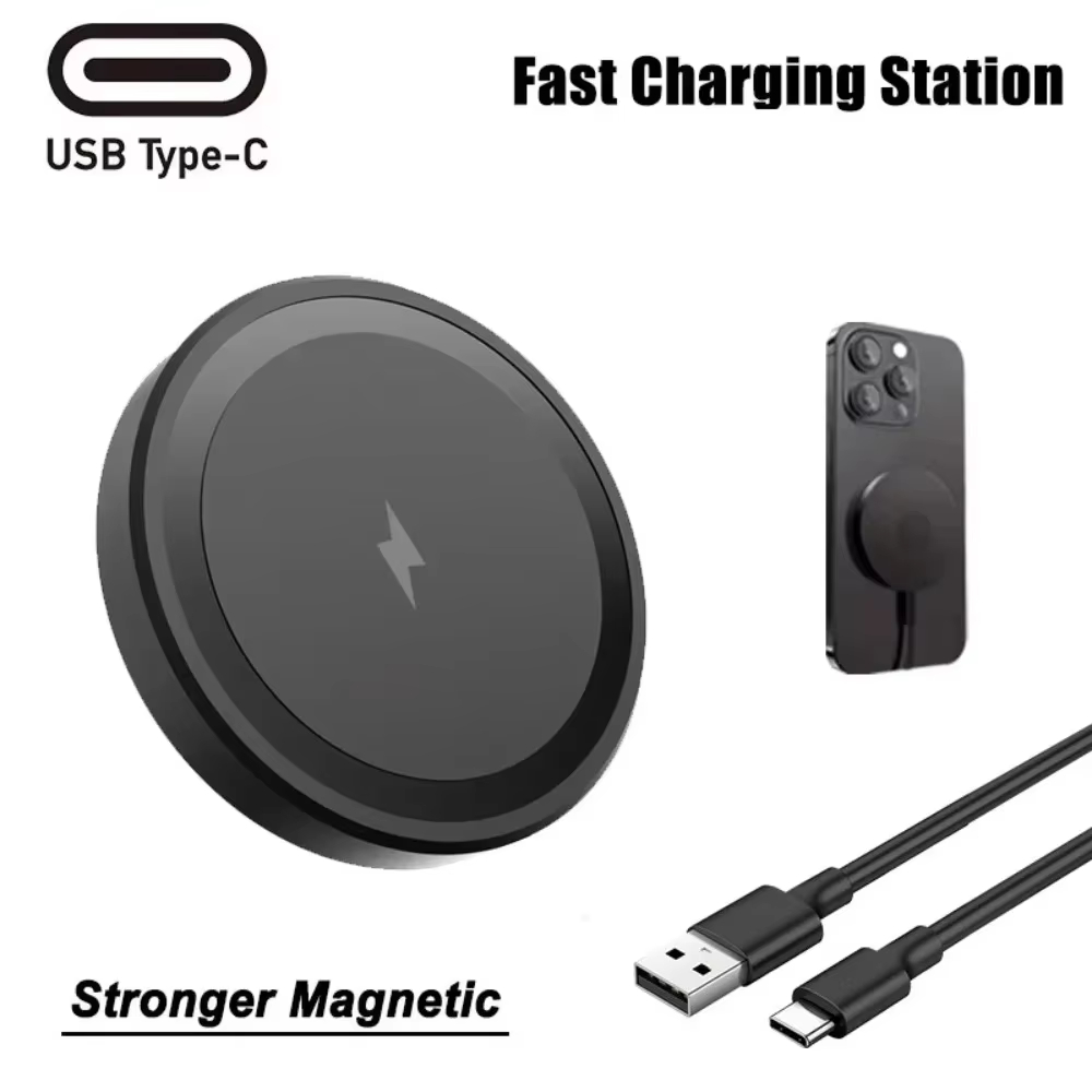 Ultra Thin 15W Wireless Charger Fast Qi Charging Pad 6cm Compact Lightweight Portable Design for Desk Bedroom Travel