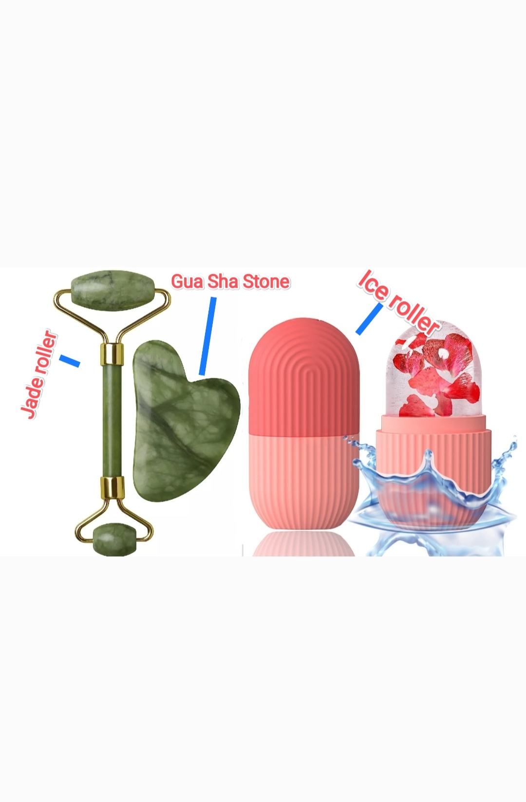 3 in 1 Ice roller Jade Roller Massager with Gua Sha Stone facial kit skin care tools facial massage accessories