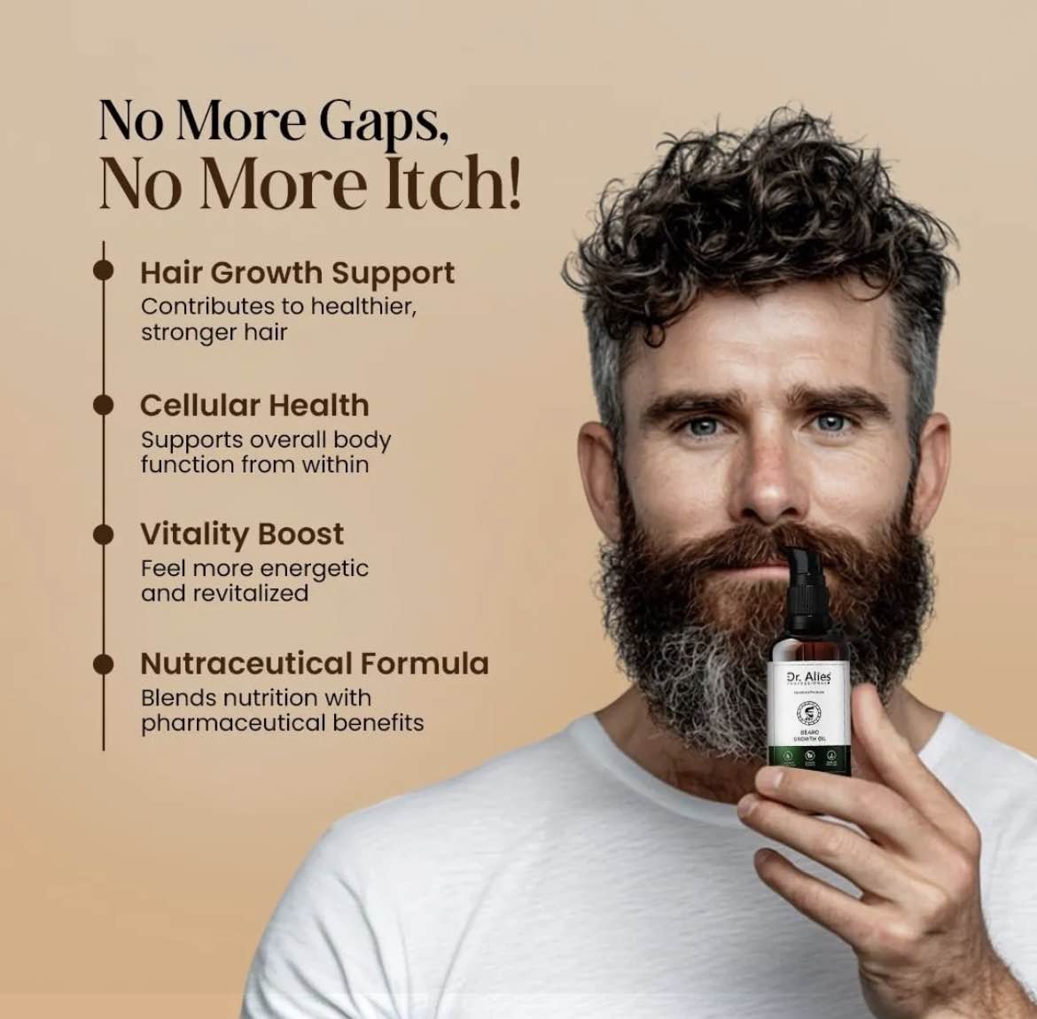 Dr. Alies Professional Beard Growth Oil – 100% Natural Formula for a Thicker & Fuller Beard