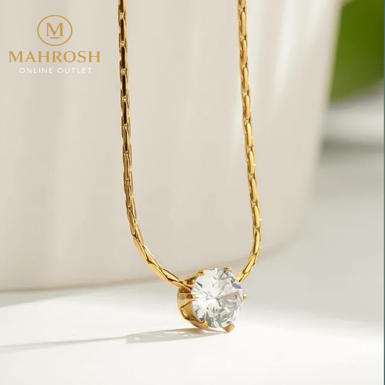 Trending Solitaire Crystal Necklace for Women - Stainless Steel Tarnish Free Golden  Pendant Chain
