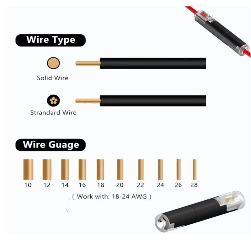 10/20/50Pcs 1-Way Quick Connection Cable Connector No Soldering Single Wire with Locking Plug-In Type Easy and Quick Wiring