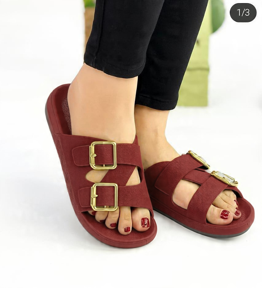 Women Medicated Double Buckle House Slippers lite Weight and Comfortable Nylon Slippers for Womens