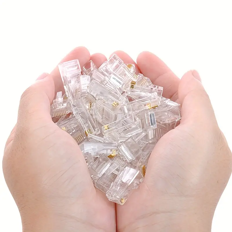 10 Pcs Value Pack RJ45 Connectors For Cat5 Cat5E Cable Plugs, 8P8C Modular Ethernet Cable Wire Head RJ 45 Ends For Standard Solid Or Stranded UTP Ethernet Cable cat 5 cat 5e Crimp Lan Connectors Plug