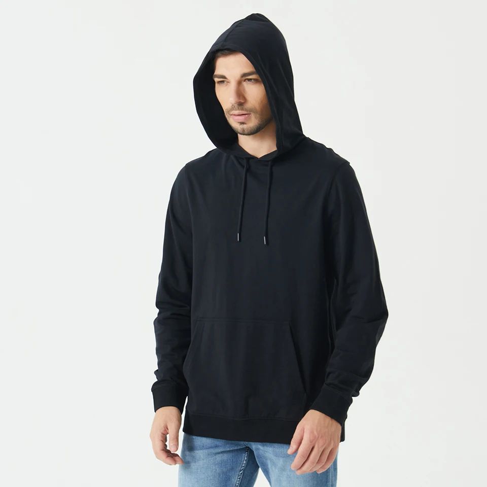 Men's Pure Classic Hoddie Solid Black Color Sweater