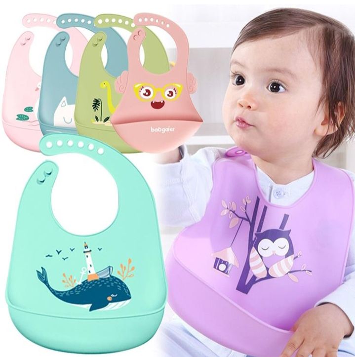 Waterproof Baby Silicone Bibs Kids Feeding