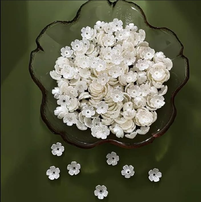 20/50/100 Pcs ABS Round Flowers - Imitation Pearl Beads For DIY Jewellery Making