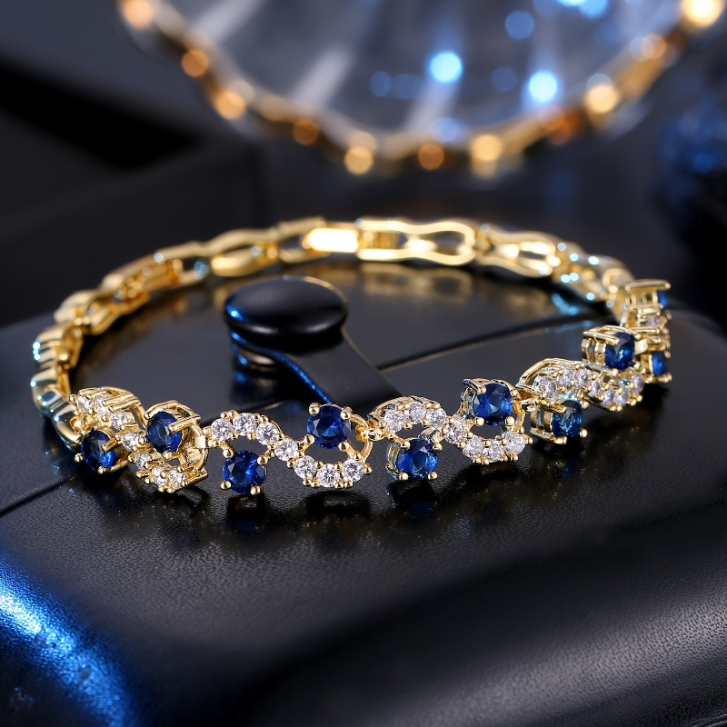 1pc Sparkling Zircon Bracelet for Women Fashion Elegant Charm Bracelets Exquisite Crystal Gemstone Jewelry Dinner Party 