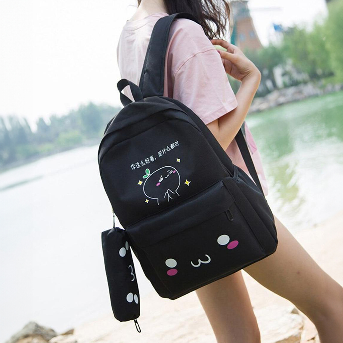 Unisex Fashion College Backpack with Shoulder Bag Stylish School Bag for University & Casual Use