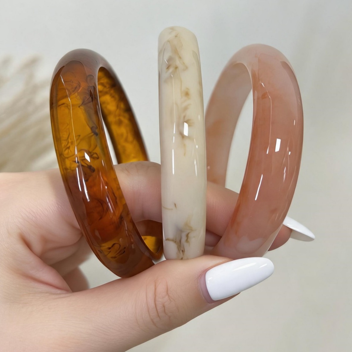 3Pcs/set Fashion Resin Stackable Bangles Set for Women Girls Marble Texture Bracelet Minimalist Punk Hip Hop Jewelry Set 