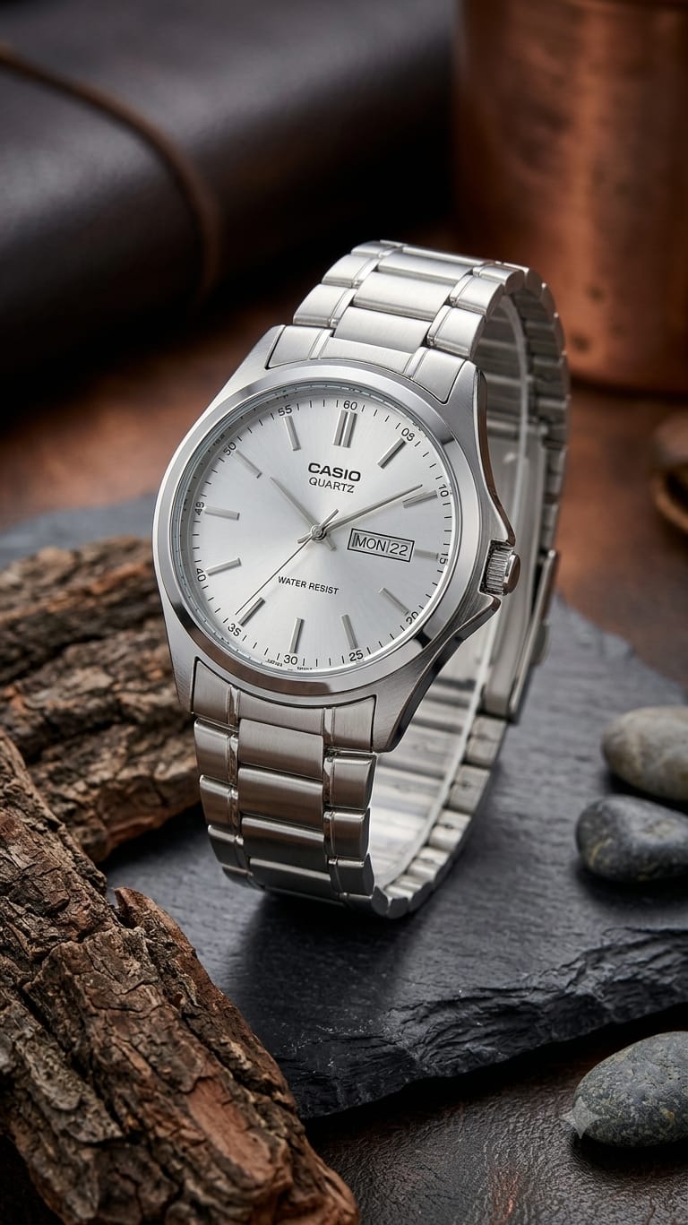 original  Casio watch full stillness steel watch and date din kae sath and Free box 🎁☑️ beautiful and sweet watch