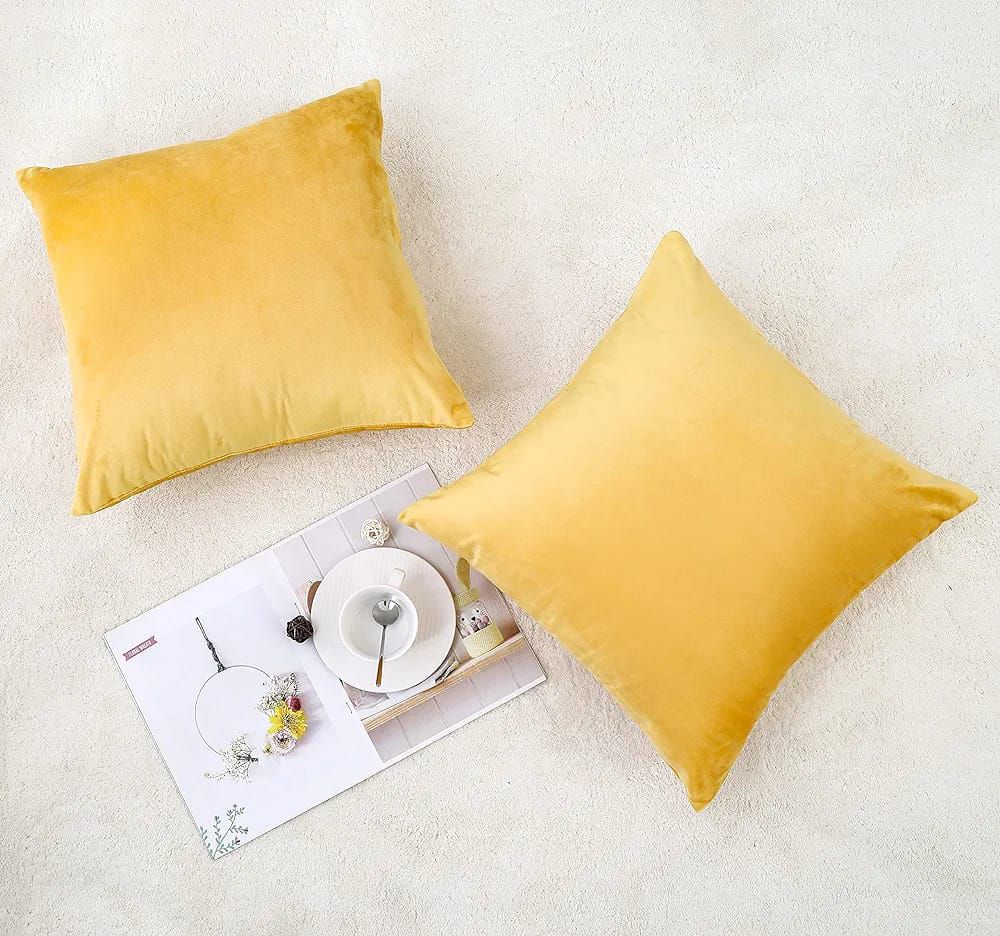 Plain Velvet Cushion Covers 16"×16" Inches By Ayat Bedding