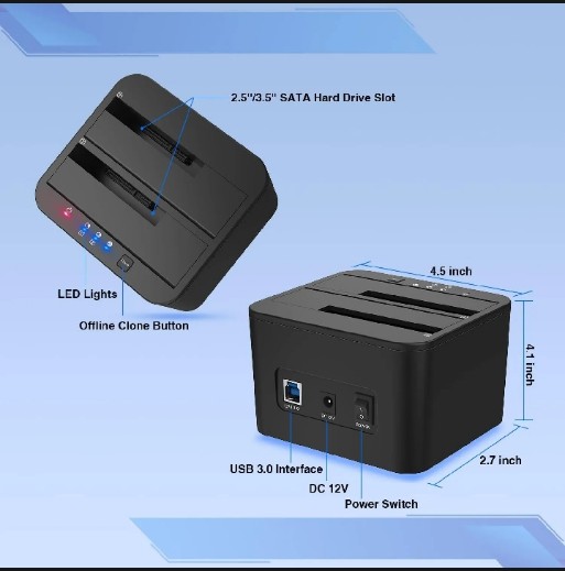 Sata 3.5 inch hard disk docking station support dual hdds in one time