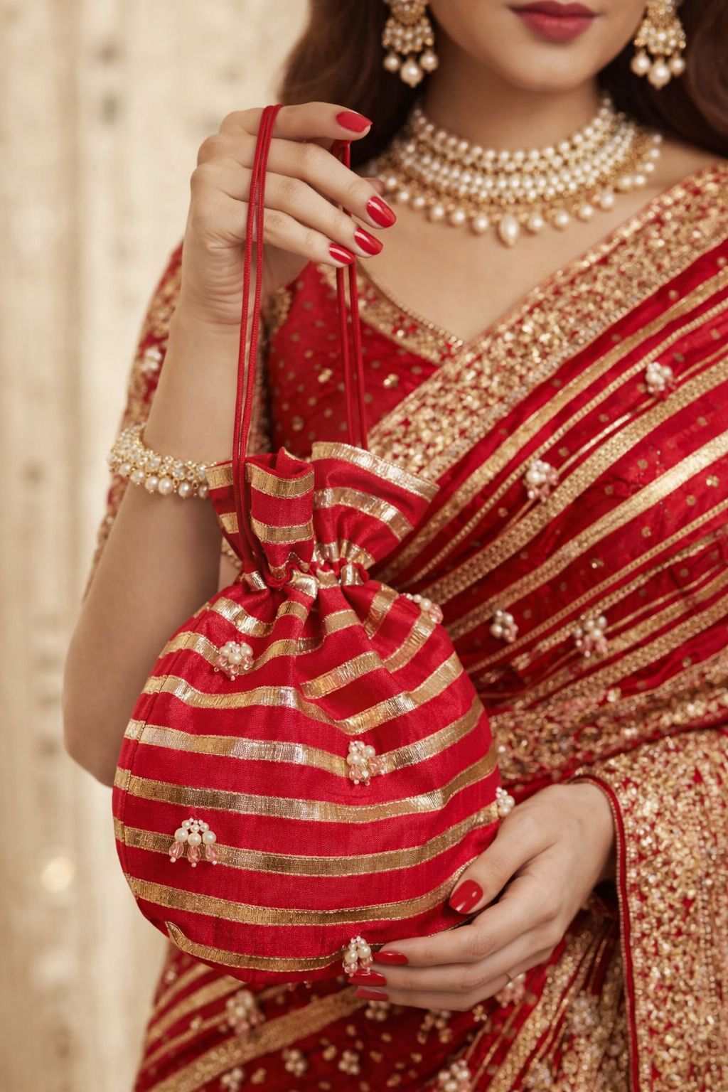 Fancy embroidered clutch/potli bag for wedding parties designer traditional potli gol bag with Handmade Gota work