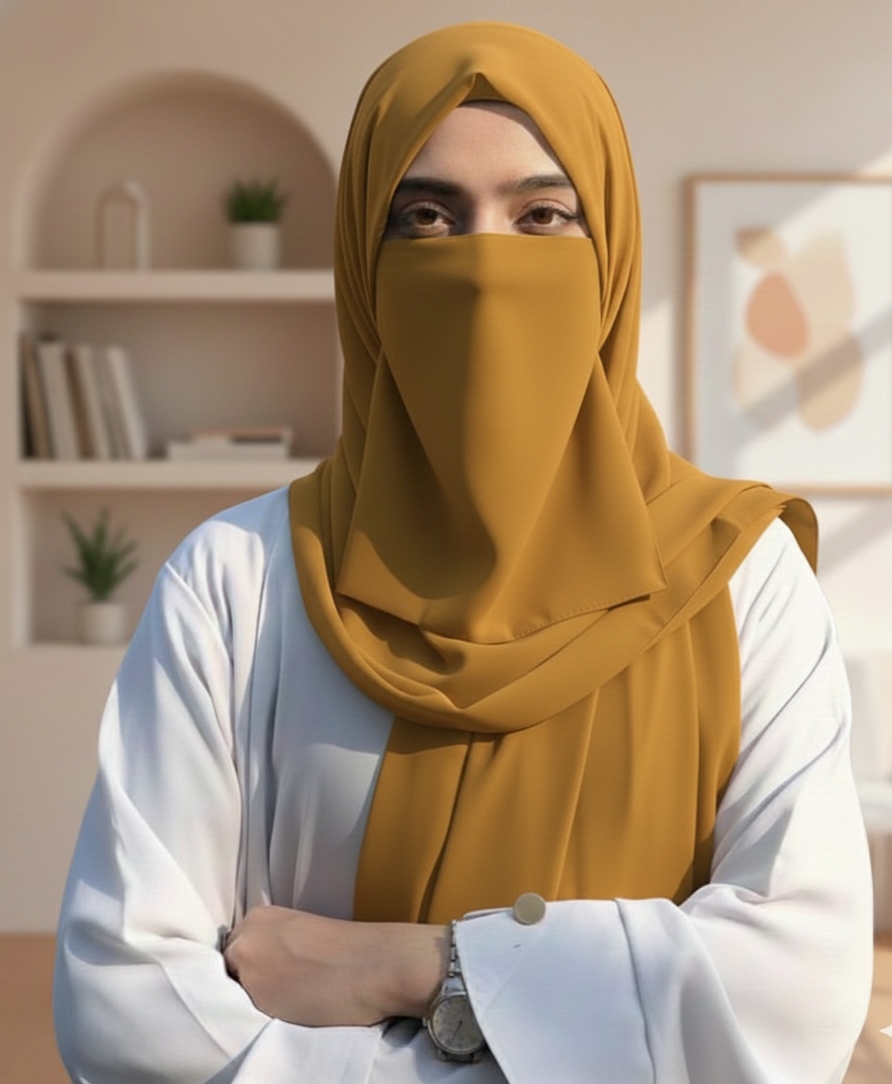 Hijab Set, Hijab plus Same Niqab patti for Girls and Women - Luxury Top Quality | Chiffon Georgette Hijab Scarf Plus Niqab Patti for Girls Women| Easy to wear Double Loop Plain Chiffon Georgette Hijab Stoller Scarf | Scarves For Girls