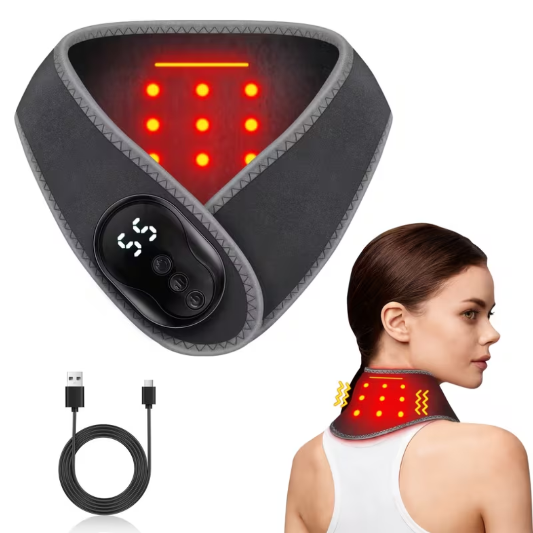 Electric Neck Heating Massager, Heated Neck & Shoulder Pillow with 5-Level Temperature Control and Vibration Massage