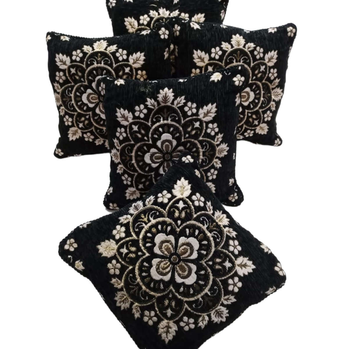 1PC Velvet Jacquard Cushion Cover 15x15 Inches High-Quality Velvet with Zip Closure
