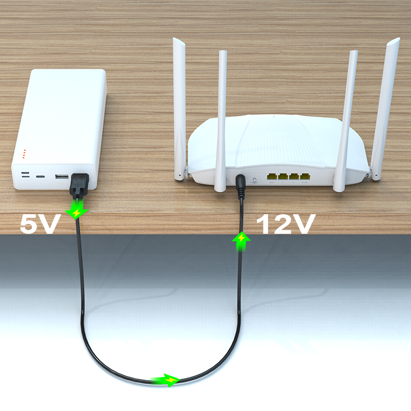 Step Up Boost Converter Cable 5V to 12V  for 9V and 12 volt Wifi Router 5v Power Bank To 12v 1A Output - USB port to 12v 5.5mm Plug 12A 1 ampere Router ( moti pin ) Multipurpose use