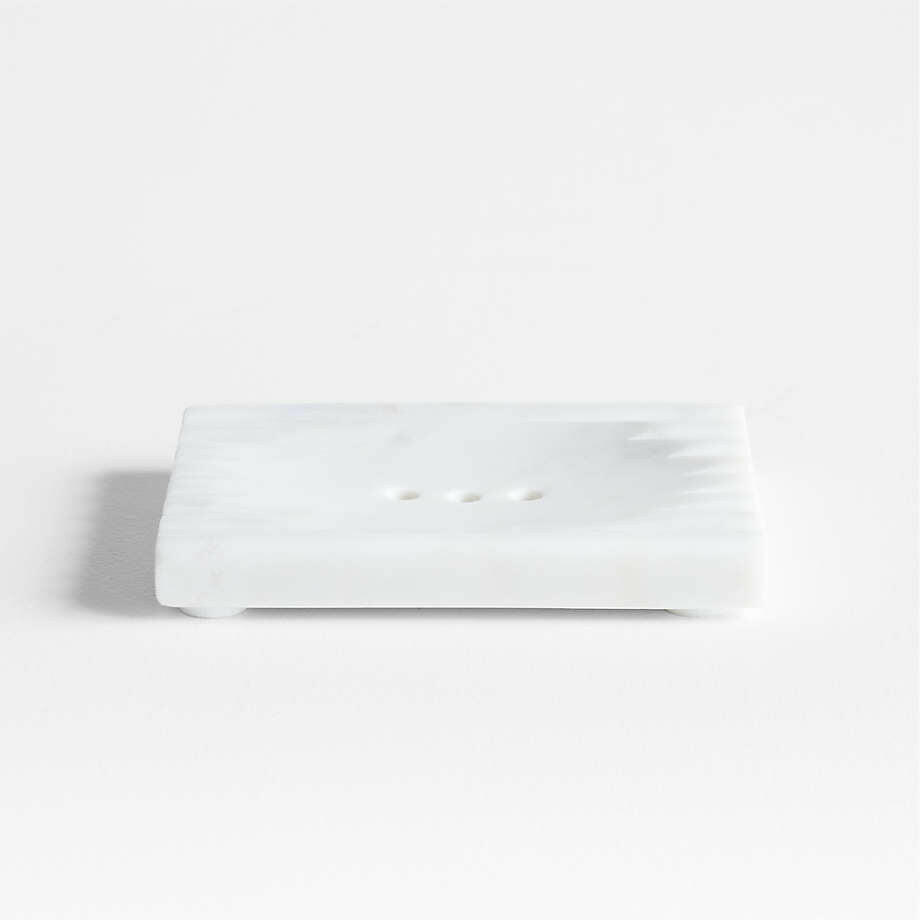 Elegant white marble soap dish, hand-carved for timeless beauty. Perfect for adding sophistication to any bathroom decor. 2