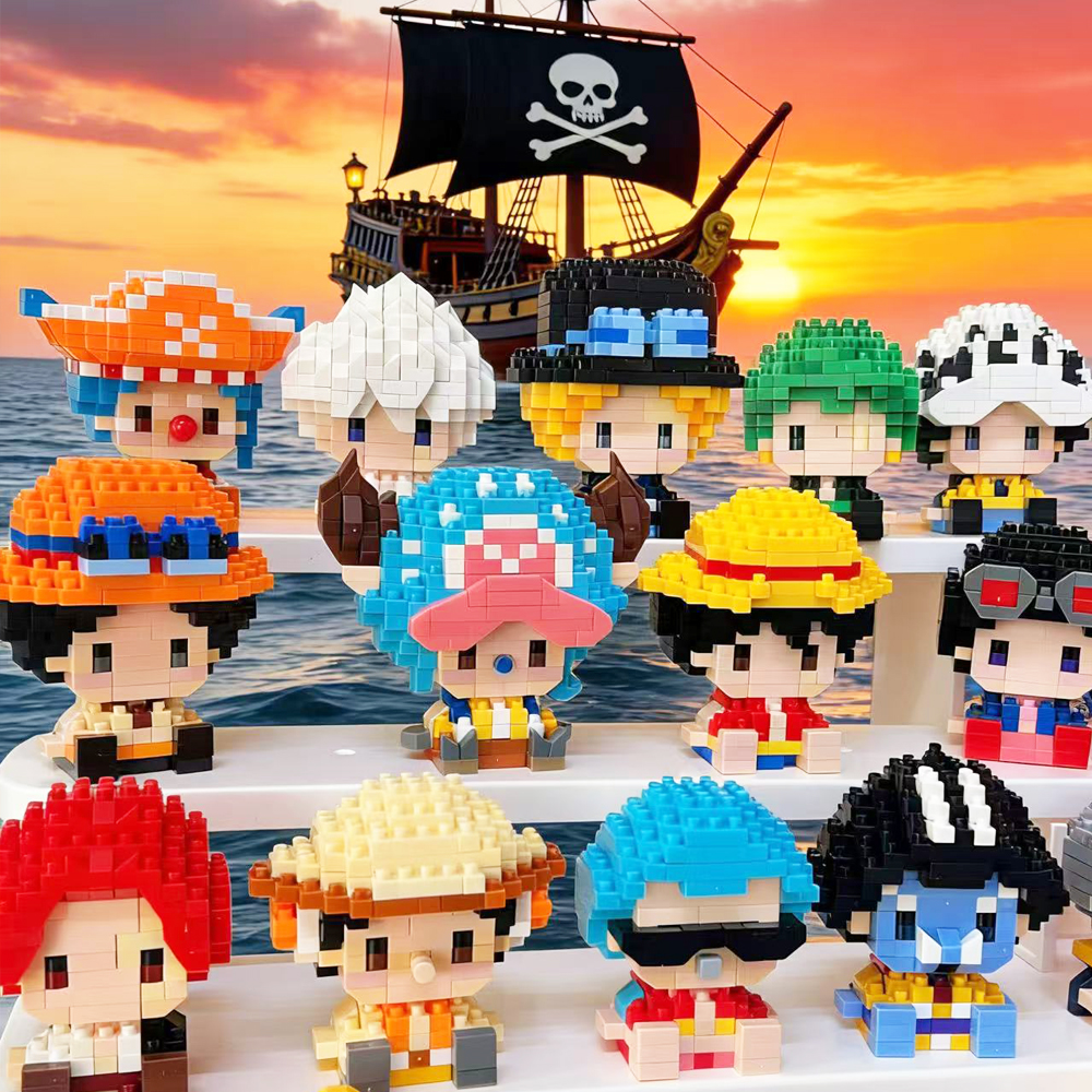NEW Anime Building Block Chopper Buggy  Assembly Micro Building Block Zoro Robin Character Model Mini Bricks Figure Toy For 